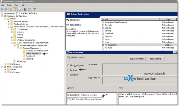 How-to configure VMware View persona management