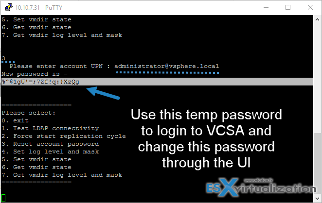 How to reset VMware SSO Password - take this temporary password