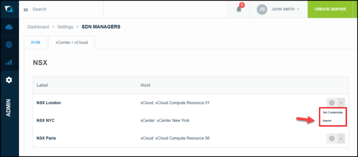 Import NSX Manager to OnApp