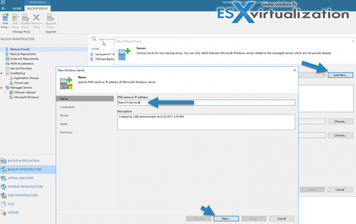 Install Veeam Backup Proxy Add