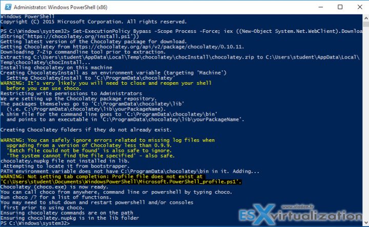 Install chocolatey via PowerShell