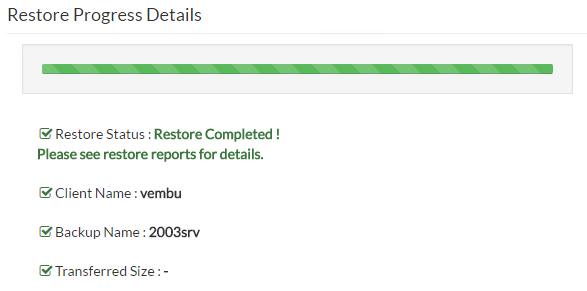 Vembu Instant VM Recovery