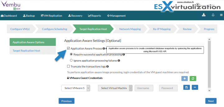 Microsoft VSS for Vembu BDR Replication