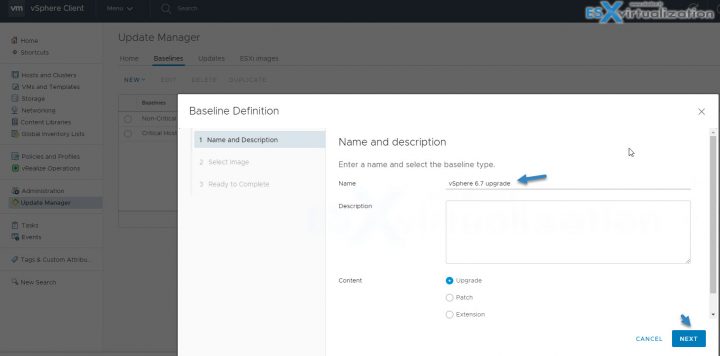 Upgrade ESXi 6.x to 6.7 via VUM