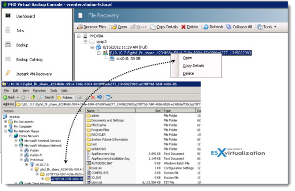 PHD Virtual Backup and Replication 6.0 - file level restore final shot - you can than easily copy paste the files you need