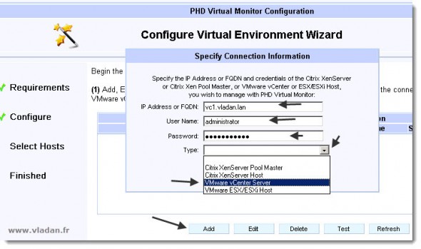 Phd Virtual Monitor Setup - hooking up my vCenter