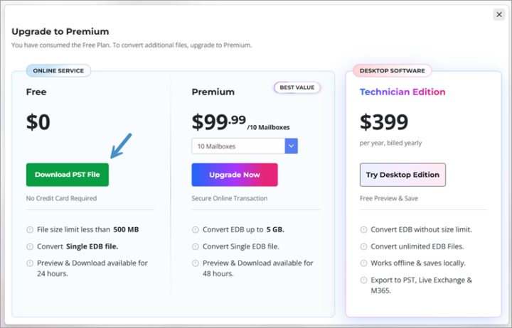 Learn how the free online EDB to PST converter by Stellar extracts Exchange mailboxes from EDB files without requiring a live Exchange server or Outlook.