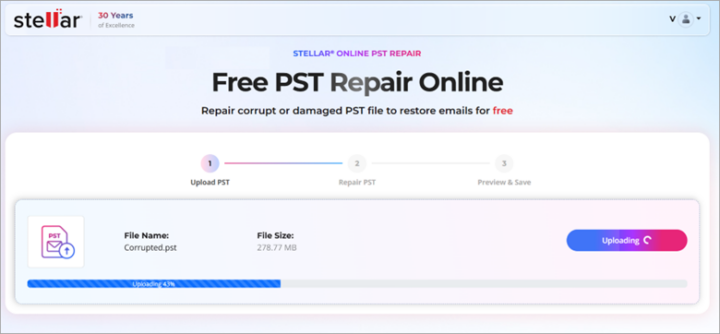 Upload Corrupt PST file