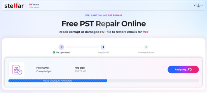 Software will review and analyze the PST file