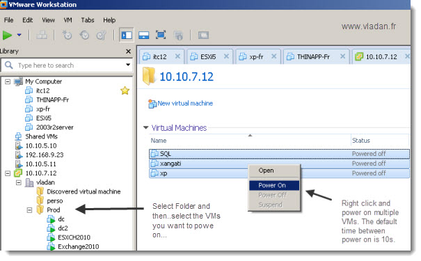 VMware Workstation 8 - Powering multiple VMs