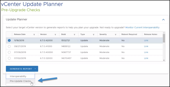 vCenter Server 7 pre-upgrade checks