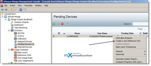 VMware Mirage - creating reference CDV