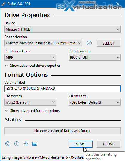 bootable esxi installer usb flash drive mac