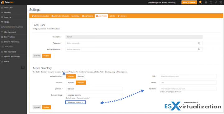 Runecast Analyzer - Active Directory configuration