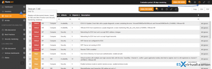 Runecast Analyzer Help Tips