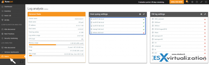 Runecast Analyzer - Status Menu