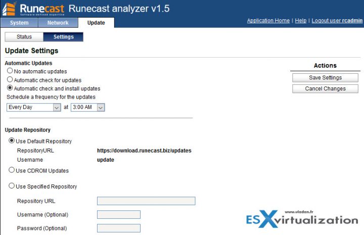 Runecast Update Options