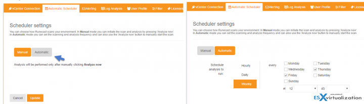 Runecast analyzer - configuration of scans