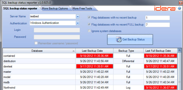 Idera SQL Backup Status Reporter  - Free Tool
