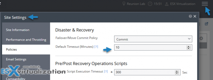 Specify Default Policy and Default timeout through Site Settings