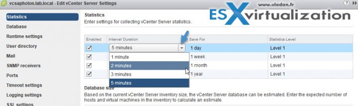 Statistics Collection Interval duration