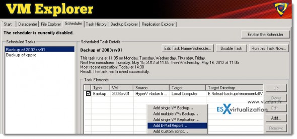 Trilead VM Explorer 4.0 - adding task of sending e-mail report - to the job