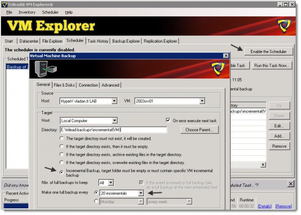 Trilead VM Explorer 4.0 - VMware vSphere and Microsoft Hyper-V backups - creating first backup job