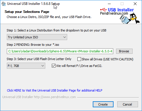 How to create ESXi 6.5 installation USB