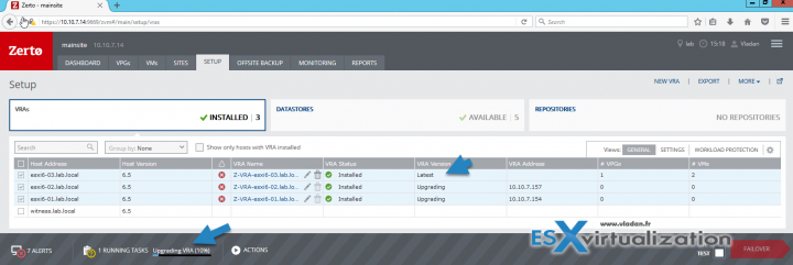 Upgrading VRAs within Zerto environment