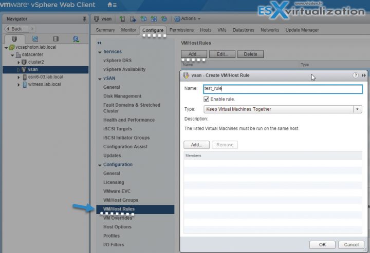 VCP6.5-DCV DRS VM Host rules