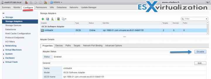 VCP6.5-DCV Enable or disable iSCSI software adapter