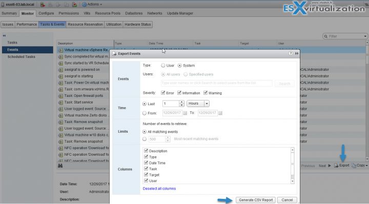 VCP6.5-DCV Event Export