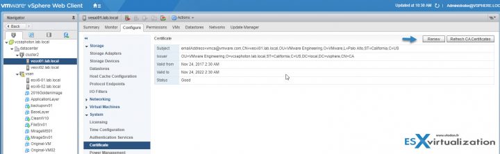 VCP6.5-DCV Objective 1.3 - Certificate management via web client