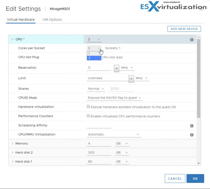 VCP6.5-DCV vcpu per vm