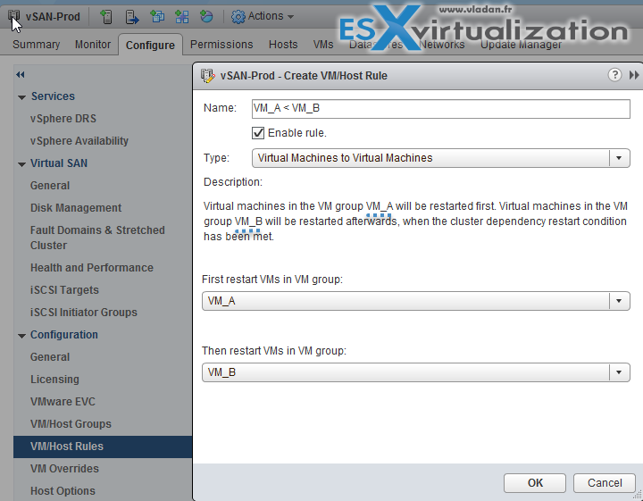 VM groups dependency