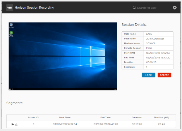 VMware Horizon Session Recording