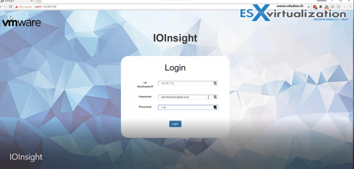 VMware IOInsight vCenter Login