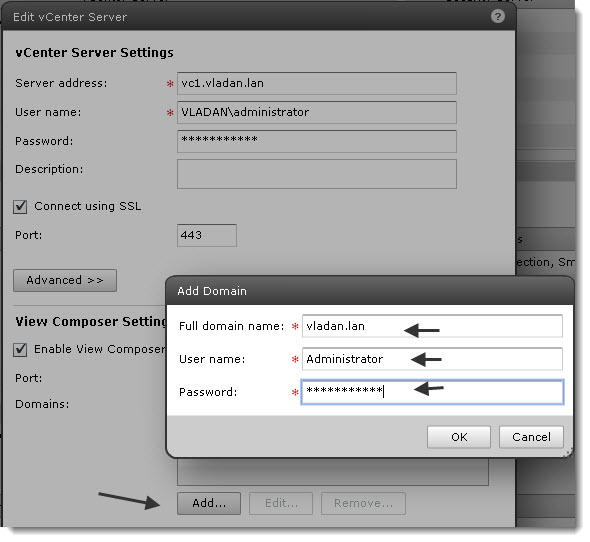 VMware View - Second step in configuring the View Composer Settings