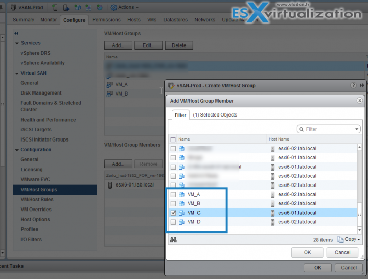 VMware orchestrated restart - VM Groups creation