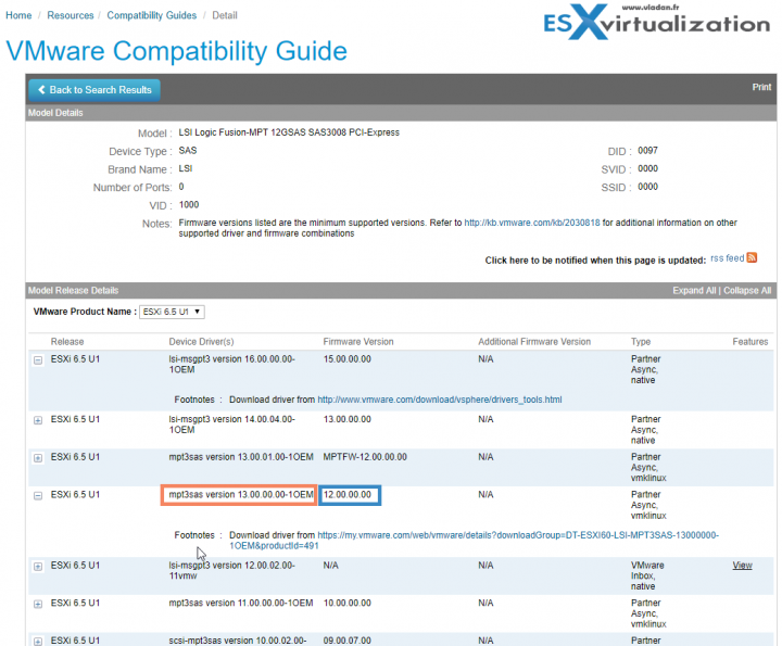 VMware vSphere 6.5 Upgrade firmware and driver