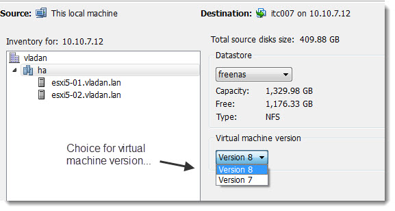 VMware vSphere Converter standalone - version 5.0 - support for Virtual hardware version 7 and version 8 only