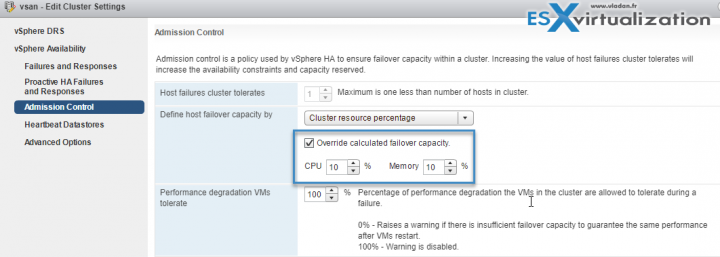 VMware vSphere - Override calculated failover capacity