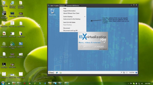 VMware View Connection Options on my Laptop