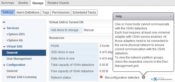 VSAN - misconfiguration detected