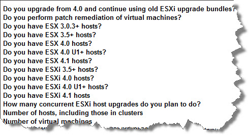 vSphere Update Manager Sizing Estimator