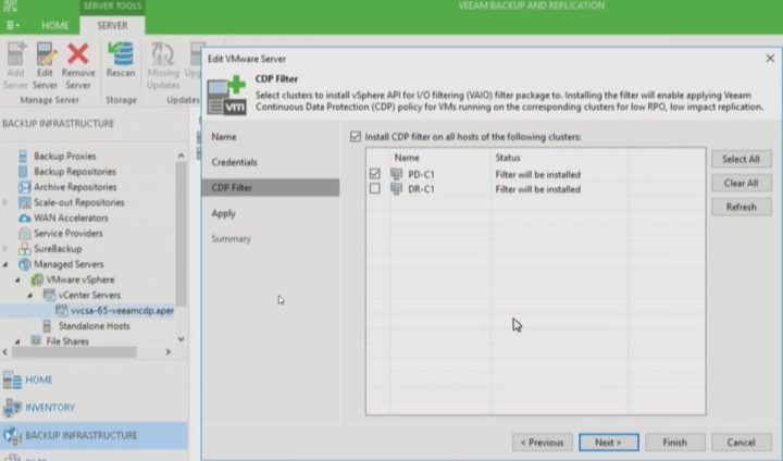 Veeam CDP filter