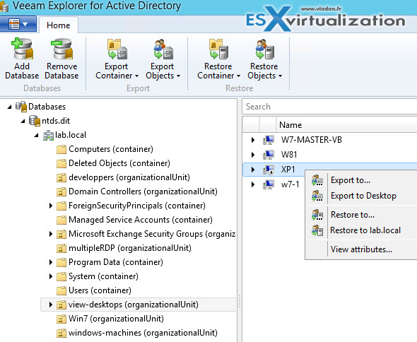 Veeam Explorer for AD