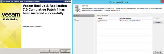 Veeam 7 patch4 and component upgrade