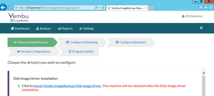 Vembu Image Backup Proprietary Driver