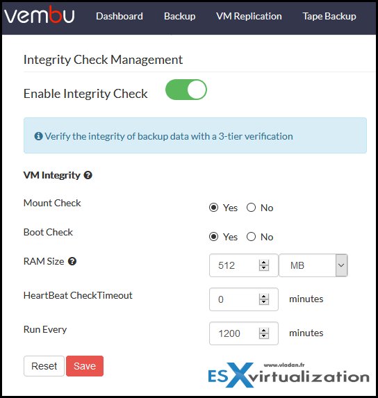 Vembu 4.1 Integrity Check